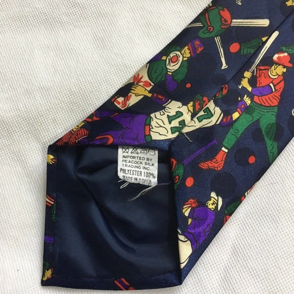 Men's Tie Baseball Themed Polyester - Picture 3 of 5